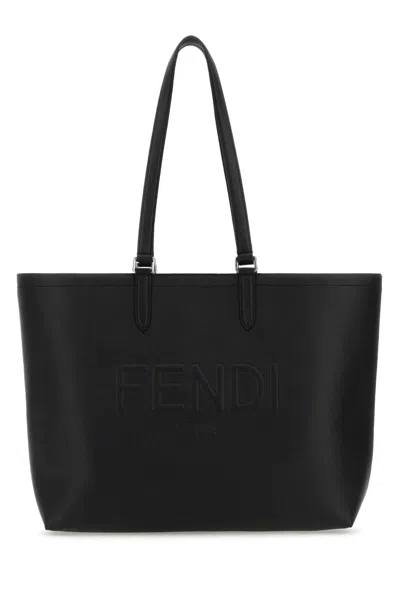 Fendi Leather Tote Bag In Black