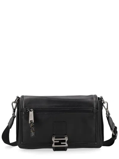 Fendi Flux Buckle-fastening Messenger Bag In Black