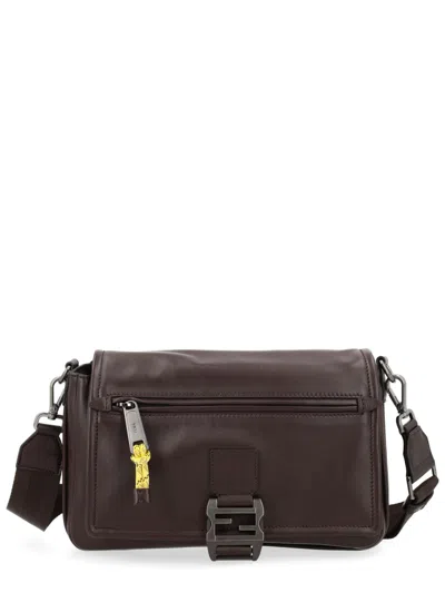 Fendi Brown Flux Medium Messenger Bag In Black