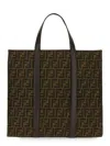 Fendi Recycled Ff Jacquard Fabric Tote Bag In Brown