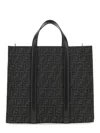 Fendi Structured Monogram Tote Bag With Detachable Strap In Black
