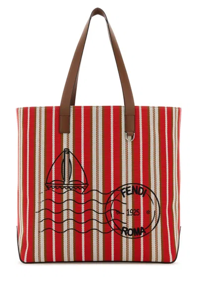 Fendi Borsa Shopping In Tela Ricamata Uomo