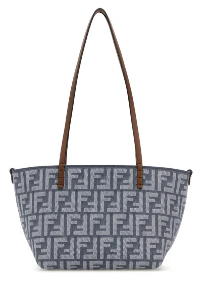 Fendi Borsa Shopping Reversibile Roll Piccola In Denim Ricamato Donna
