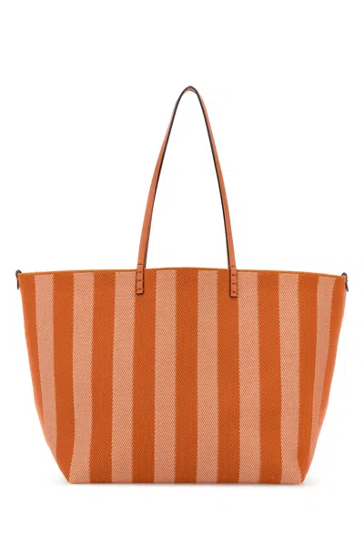Fendi Borsa Shopping Roll Grande In Jacquard Ricamato Donna In Orange