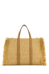 Fendi Borsa Shopping Summer Ricamata In Tela E Rafia  Donna
