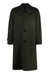Fendi Bottle Green Wool Blend Coat In Green