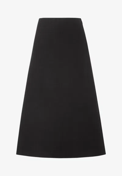 Fendi Bouclé Wool Midi Skirt In Black