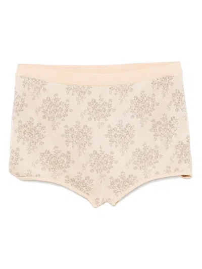 Fendi Bouquet-jacquard Shorts In Neutrals