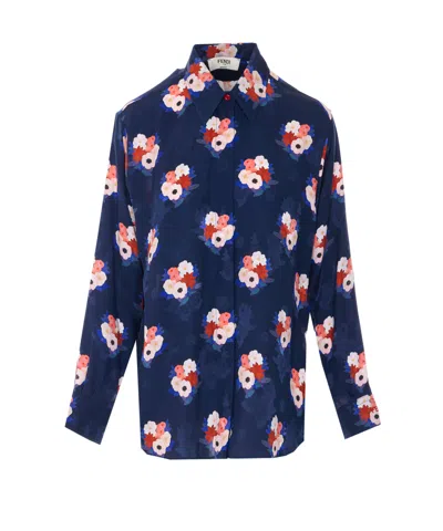 Fendi Bouquet Motif Shirt In Blue