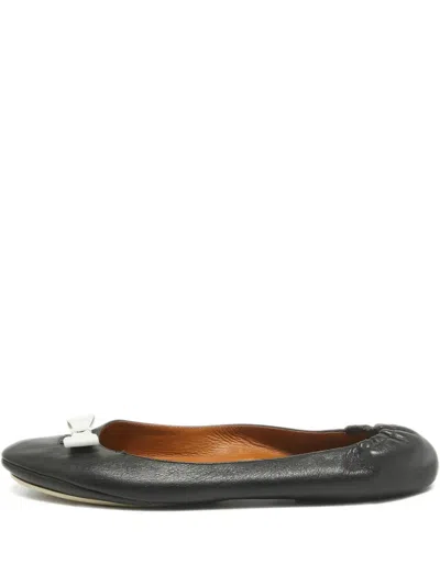 Pre-owned Fendi Bow-embellished Ballet Flats