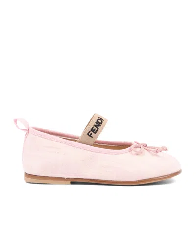Fendi Bow-detail Ballerinas In Pink