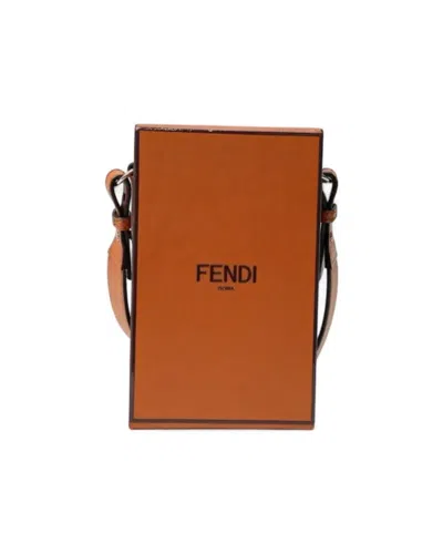 Fendi Box Vertical Small Box Bag Camel In Brown