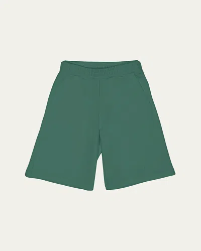Fendi Kids' Boy's Logo-print Sweat Shorts In F1qye Jade Grn