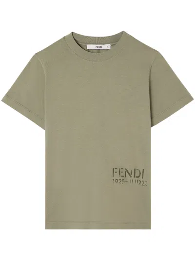 Fendi Boys 100% Cotton T-shirt In Green