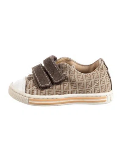 Pre-owned Fendi Babies' Boys Canvas Pattern Sneakers In Brown