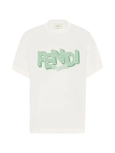 Fendi Boys Cotton Logo T-shirt In White