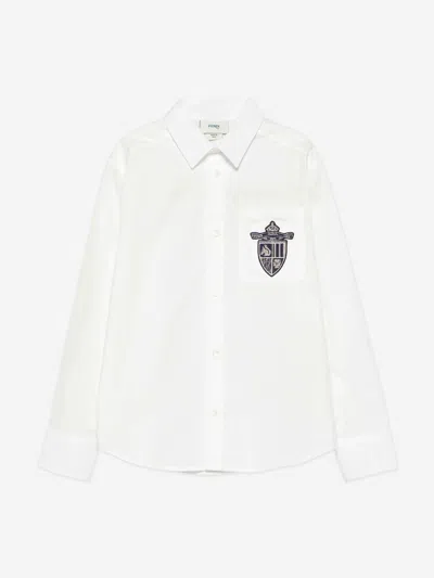 Fendi Kids' Boys Cotton Poplin Shirt In White