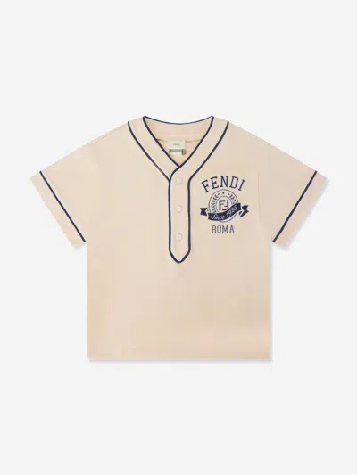 Fendi Kids'  Boys Cotton T-shirt In Beige