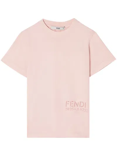 Fendi Boys' Cotton T-shirt In Pink
