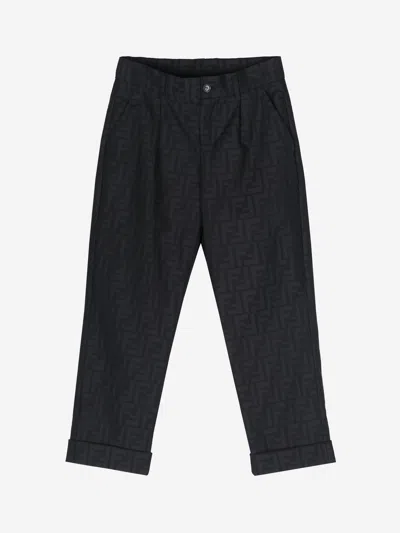 Fendi Babies'  Boys Ff Jacquard Trousers In Blue