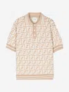 Fendi Ff-jacquard Polo Shirt In Beige