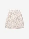Fendi Boys Ff Logo Linen Shorts In White