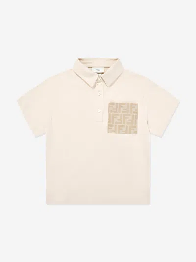 Fendi Kids'  Boys Ff Logo Pocket Polo Shirt In Neutral