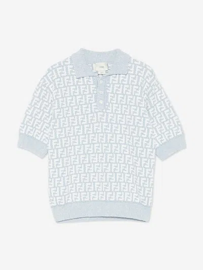 Fendi Kids'  Boys Ff Logo Polo Shirt In Blue