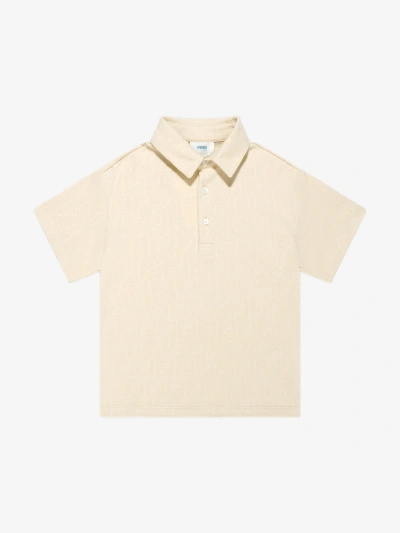 Fendi Kids' Boys Ff Logo Polo Shirt In White