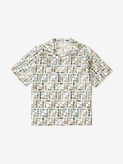 Fendi Kids' Boys Ff Logo Shirt In White