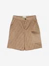 Fendi Ff-patterned Cargo Shorts In Beige