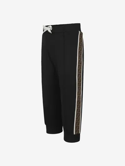 Fendi Kids Ff Logo Tape Track Pants In Black