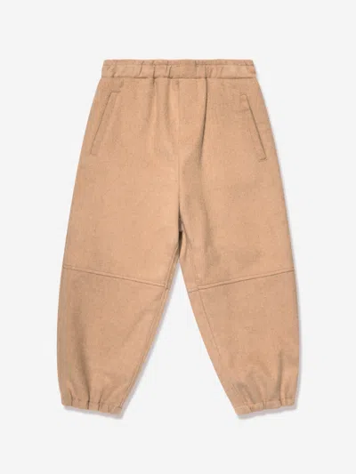 Fendi Kids' Boys Ff Pocket Flannel Trousers In Beige