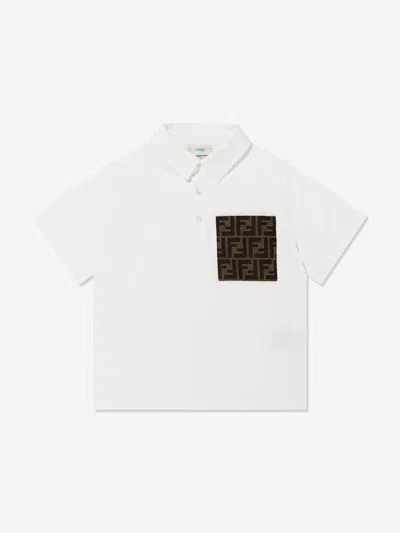 Fendi Kids'  Boys Ff Pocket Polo Shirt In White