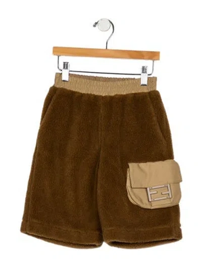 Pre-owned Fendi Babies' Boys' Ff Teddy Shorts W/tags In Brown