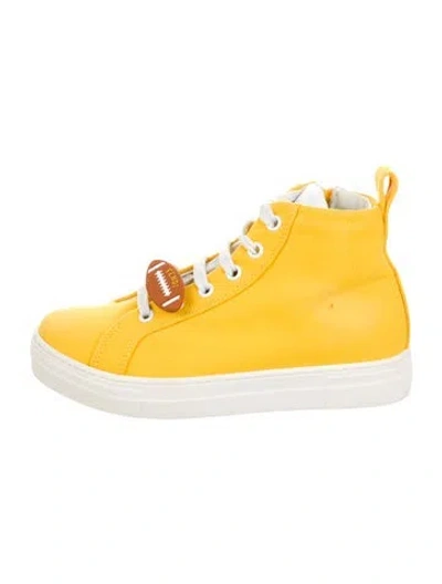 Pre-owned Fendi Babies' Boys' Football Embellished High Top Sneakers In Yellow