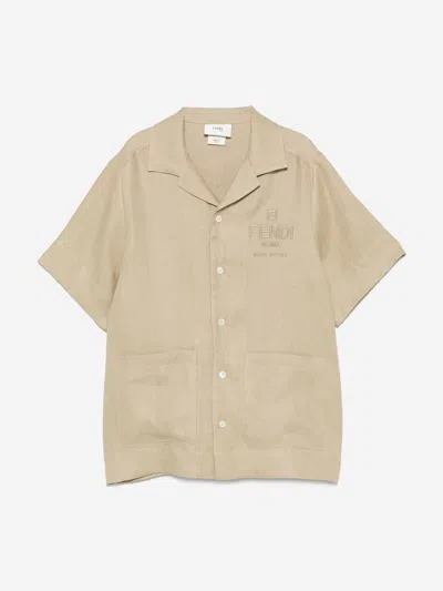 Fendi Kids' Boys Linen Logo Shirt