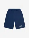 Fendi Boys Logo Bermuda Shorts In Blue