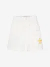 Fendi Boys Logo Cargo Shorts In White