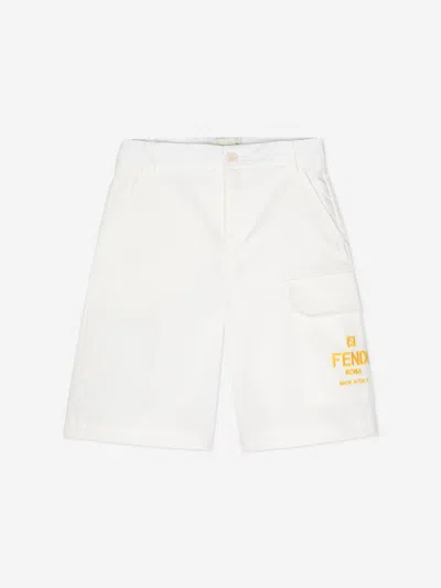 Fendi Kids'  Boys Logo Cargo Shorts In White