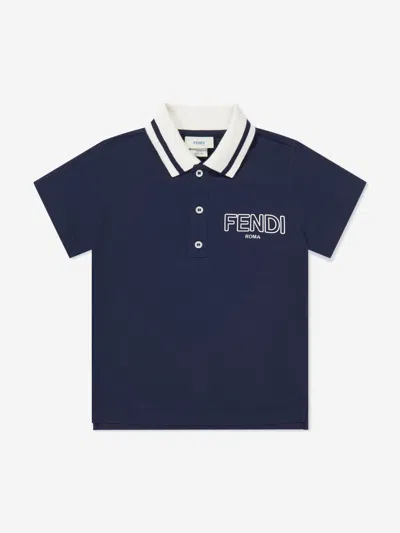Fendi Kids'  Boys Logo Polo Shirt In Blue