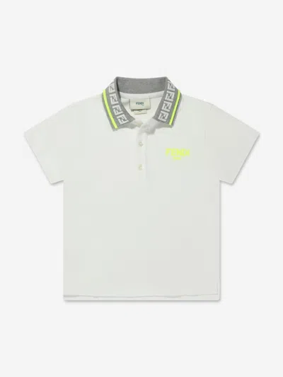 Fendi Kids' Boys Logo Polo Shirt In White