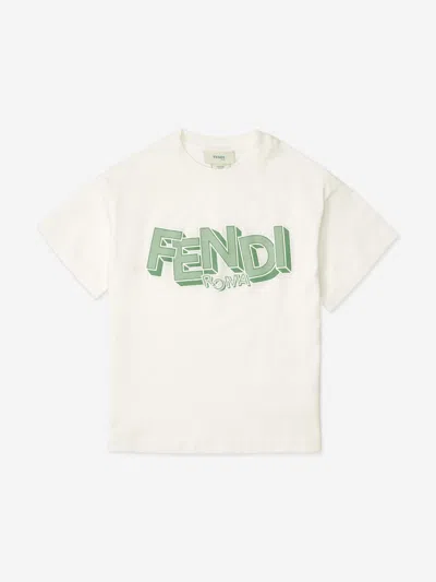 Fendi Babies'  Boys Logo T-shirt In White
