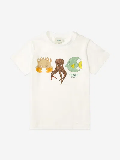 Fendi Babies'  Boys Marine Life T-shirt In White