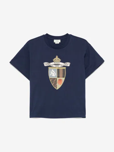 Fendi Babies' Boys Shield T-shirt In Blue