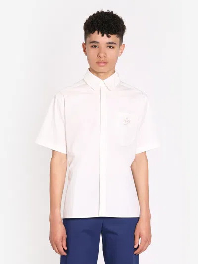 Fendi Kids' Boys Short Sleeve Logo Shirt In White