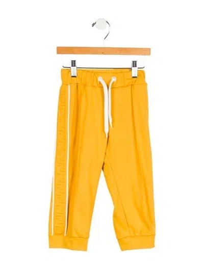 Pre-owned Fendi Babies' Boys' Zucca Trim Jogger Pants In Yellow