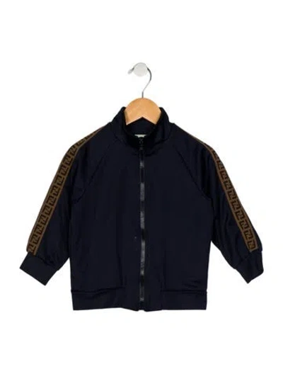Pre-owned Fendi Babies' Boys' Zucca Trim Zip Jacket In Blue