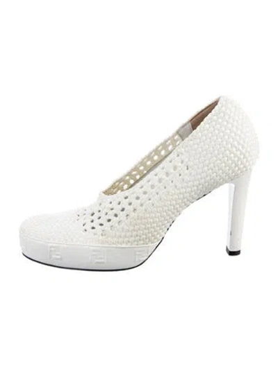 Pre-owned Fendi Braided Accents Pumps In White