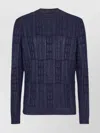 Fendi Men Braided Wool Sweater With Ff Details In Blue